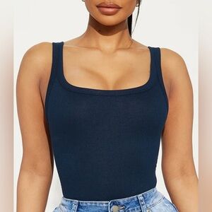 Fashion Nova Navy Kennedi Ribbed Tank Top - Small